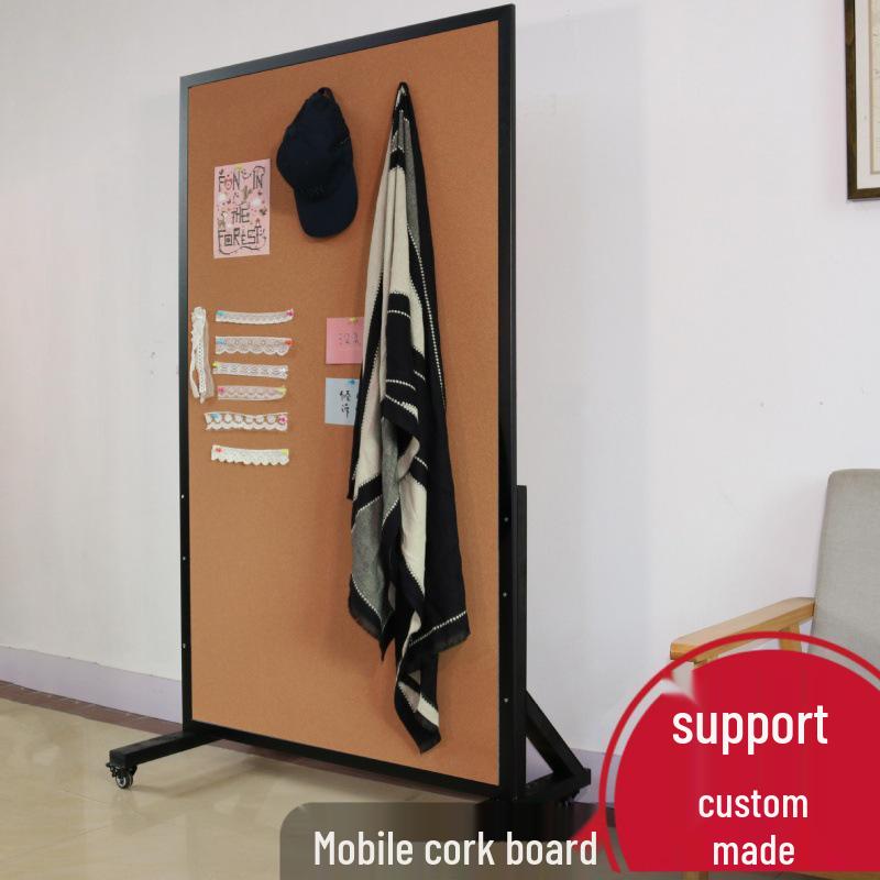 Mobile Felt Bulletin and Photo Display Board - Vertical Standing Announcement Wall for School and Office Use