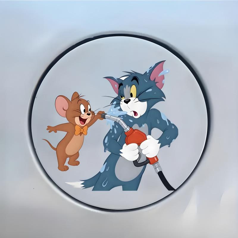 Наклейка-коробочка на крышку бензобака автомобиля с персонажами Тома и Джерри - Милый трансграничный дизайн для украшения