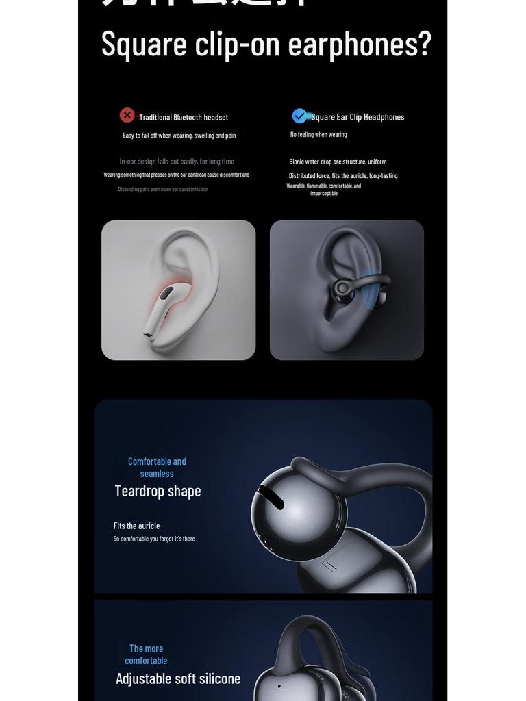 Беспроводные Bluetooth-наушники REMAX с открытым ухом, на клипсе, версия 6.0 с шумоподавлением ENC для музыки и звонков