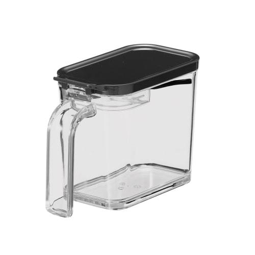 Asvel Condiment Pot, One-Handed Operation, with Strainer, Compact, Slim Type, 480ml, Black