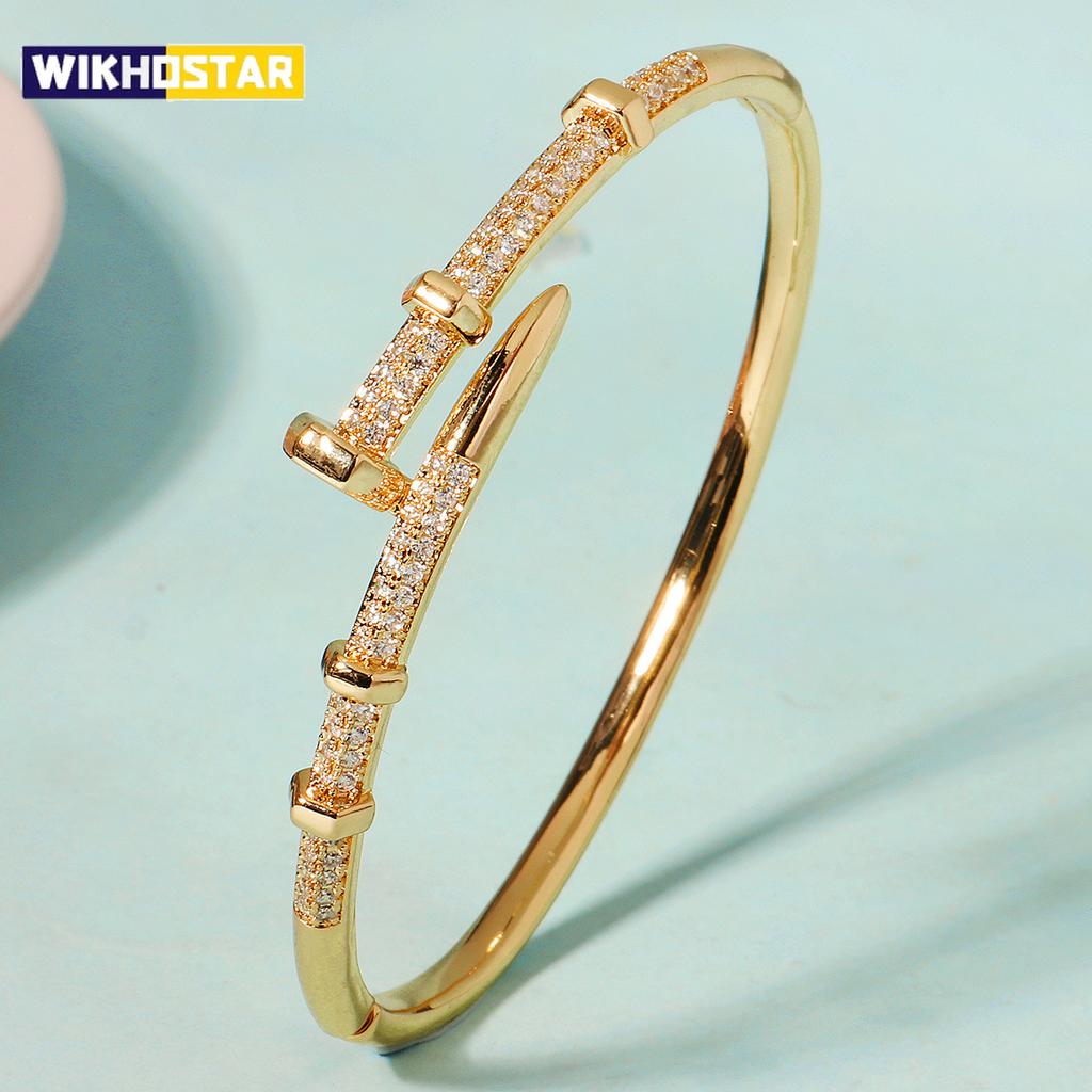 Classic Stainless Steel Woman's Nail Bracelet Europe and the United States Popular Bracelets Sparkling Zircon Bangle As A Gift
