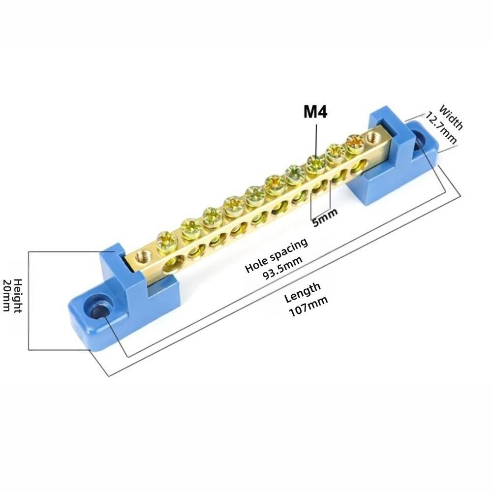 4/6/8/10/12 Отверстий Медная Заземляющая Шина Тип Высокий Мостик Нулевая Заземляющая Проводка Соединение Распределительная Коробка