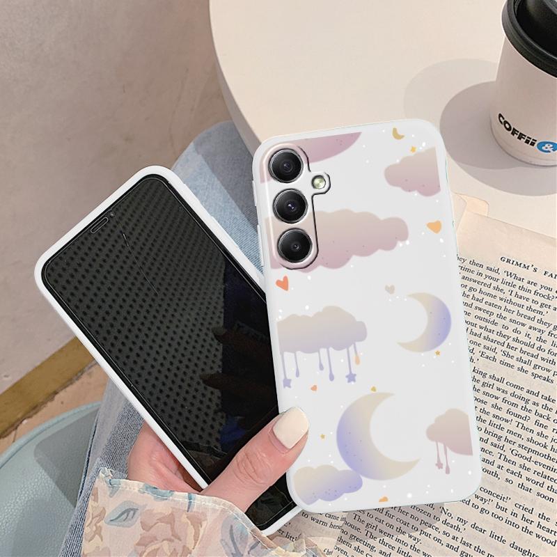Мягкий силиконовый чехол с рисунком облаков для Xiaomi Redmi Note 13 Pro 13C Samsung A55 M35 S24 iPhone Huawei Honor Realme Camera Защитный противоударный чехол