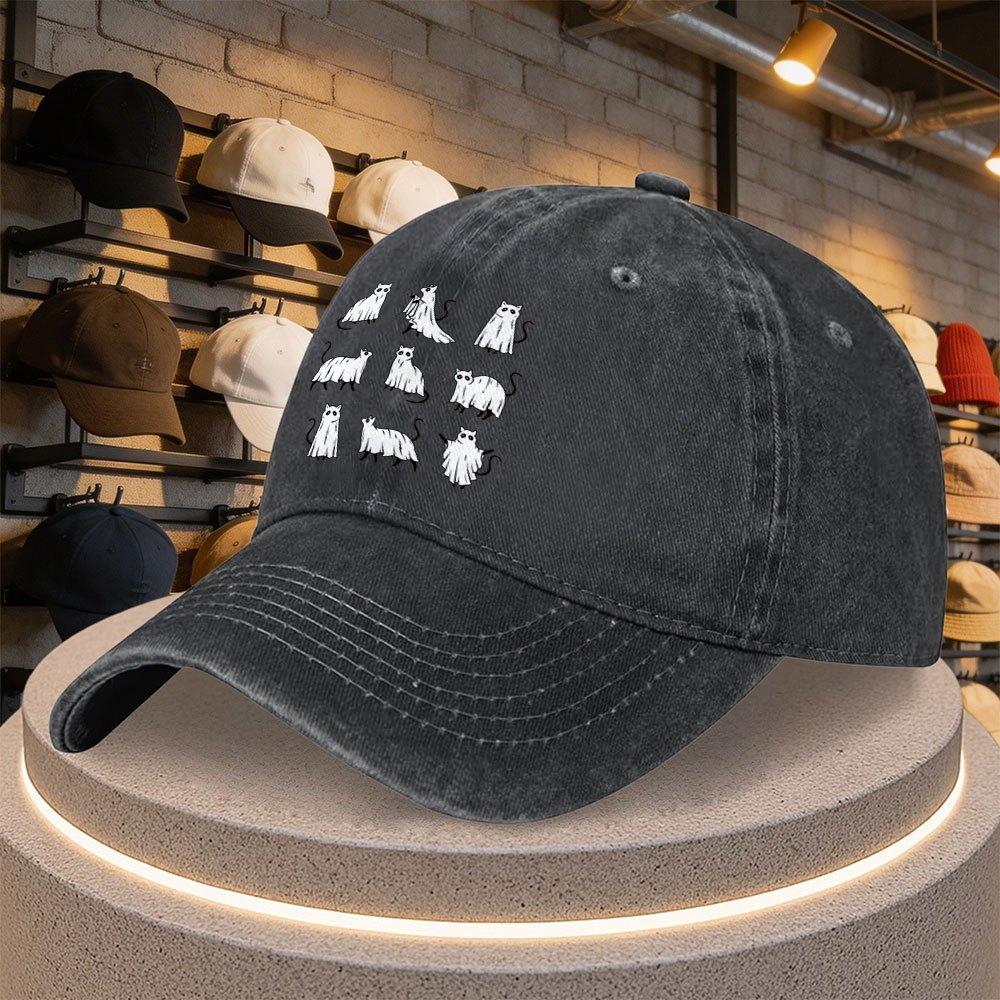 Adjustable Duckbill Baseball Cap With Cat Print Casual Outdoor Party Daily Wear Hat Hand Washable Multicolor