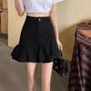 Irregular Ruffle Short Mini Skirt Denim Pleated Mini Skirts Sweet High Waist A-line Skirt  Summer