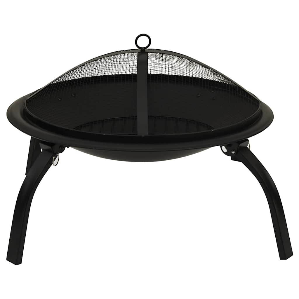 2 in 1 Fire Pit and Grill with Poker 56x56x49 cm Steel