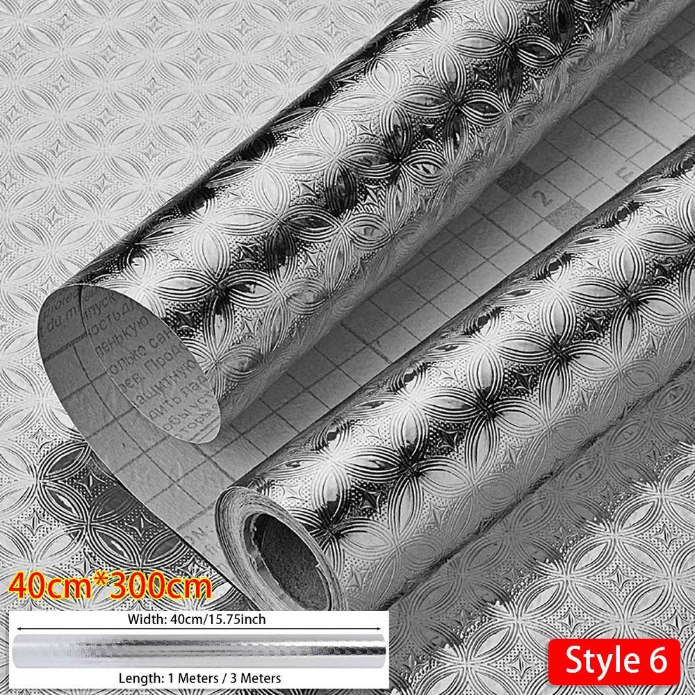 1 Roll Aluminum Foil Oil-proof Wallpaper High Temperature Cabinet Contact Paper  Home Kitchen