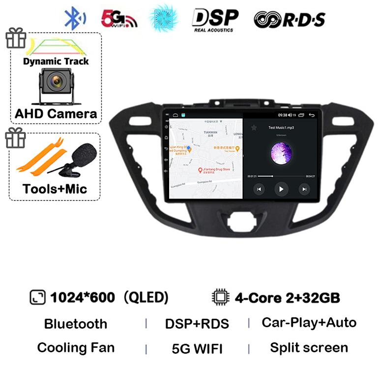 Android 14 Auto Carplay Car Radio For Ford Transit Custom 2013-2018 Multimedia Video Player Navigation GPS 4G+WIFI Stereo Audio