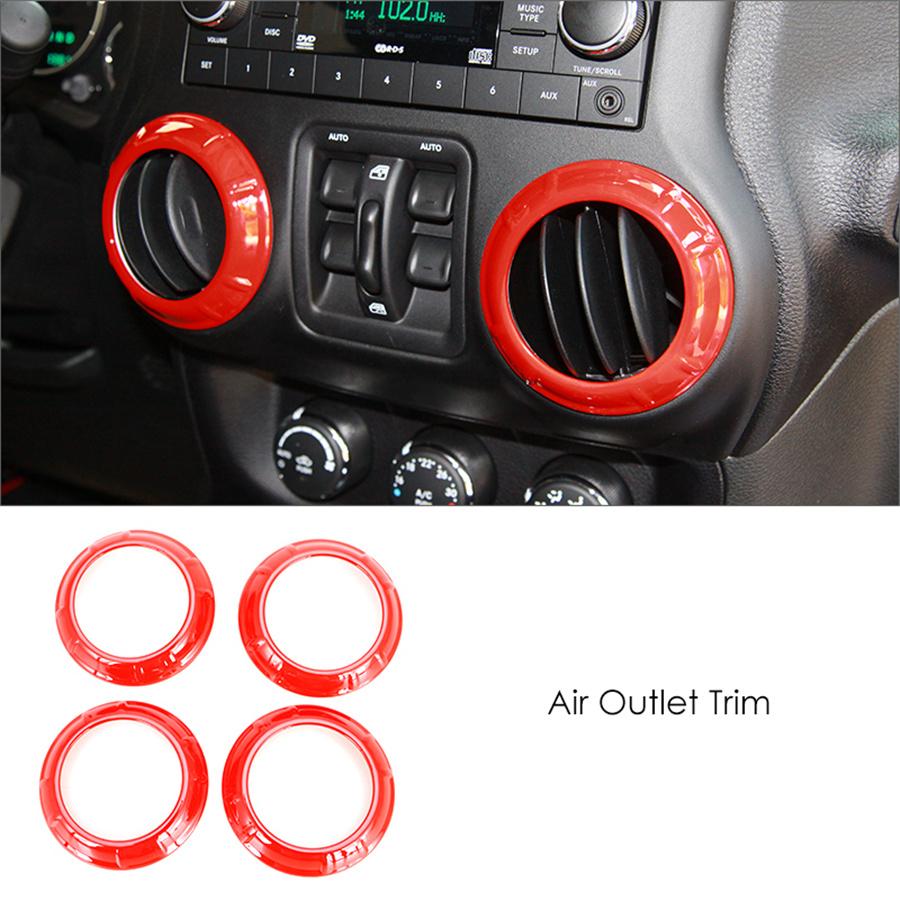 18pcs Red Car Interior Frame Decor Trim Cover For Jeep Wrangler JK 2011-2017