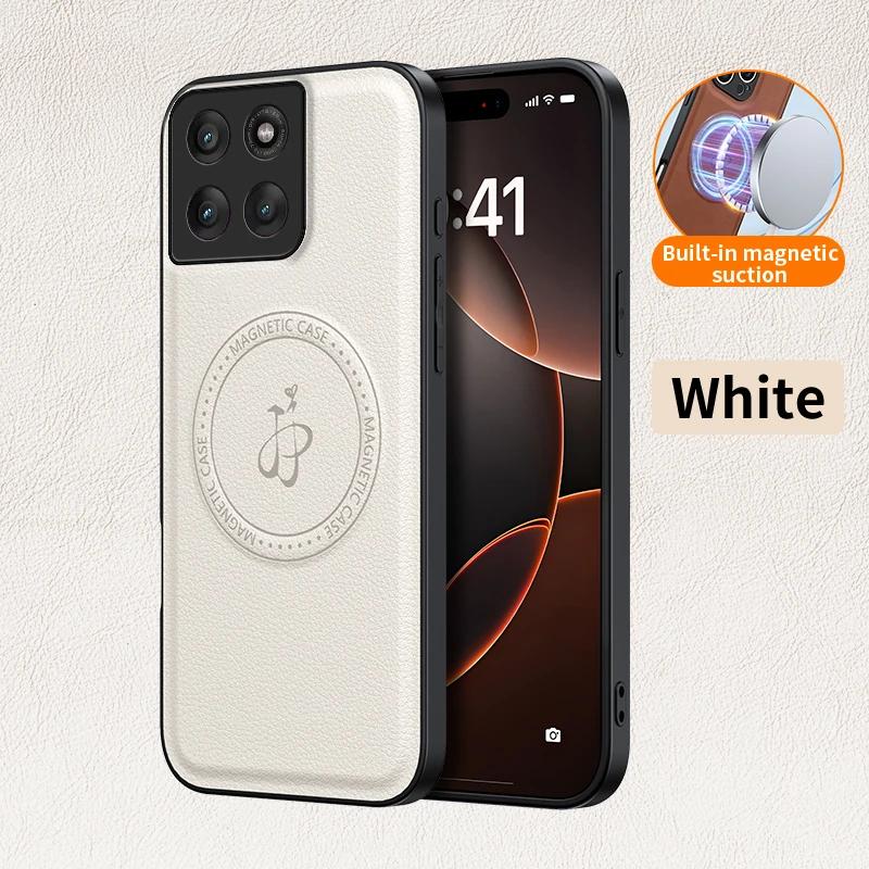 Wireless Charging Magnetic Case for Motorola Edge 60 Pro Moto Edge 60 Fusion Protective Cover PU Leather Hard Back Shell Coque