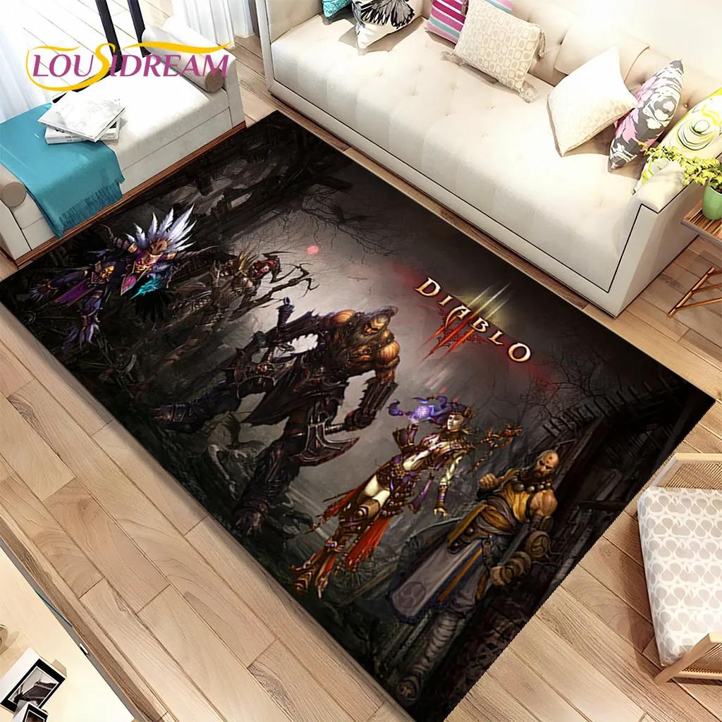 3D HD Ковер с изображением персонажей игры Diablo, Мультяшный ковер для дома, гостиной, спальни, дивана, Прикроватный коврик, Нескользящий коврик для детской игровой комнаты
