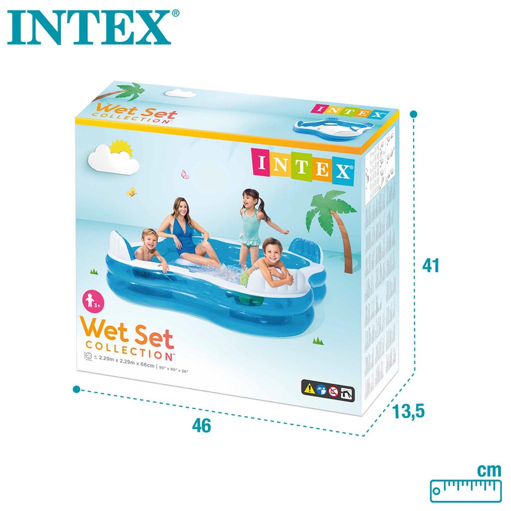 Надувной бассейн INTEX Swim Center Family Lounge, квадратный, разноцветный, 229 x 229 x 66 см, 56475 [Официальный японский продукт]