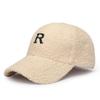 Вышивка Буква R Шерсть ягненка Бейсболка Женская Осенне-зимняя Повседневная Кепка