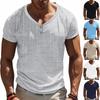Summer Men's V-neck Loose and Breathable Casual Tough Guy Henry Short-sleeved T-shirt