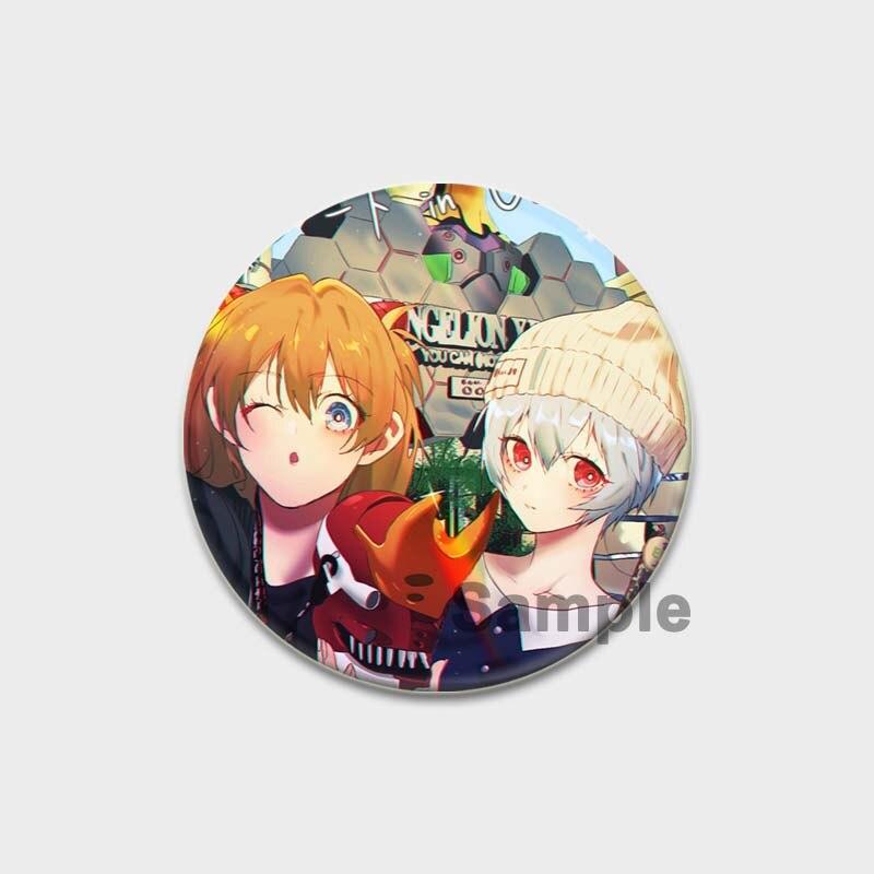 58 мм классическая аниме брошь из ЭВА, мультяшные булавки для лацканов, аксессуары для одежды, шляпа, украшение для рюкзака, милые 58 мм, круглые значки, булавка, эстетическая