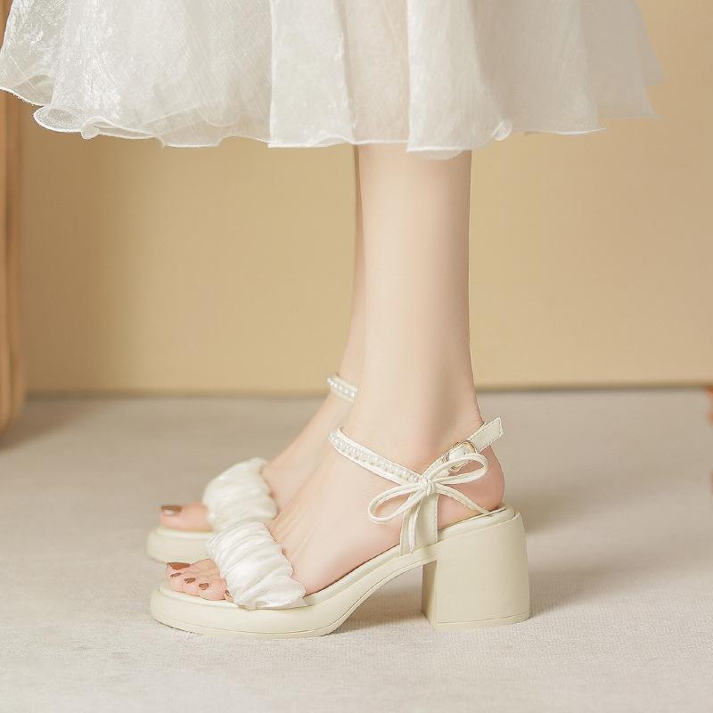 Женские сандалии новая летняя французская мода слово с феей стиль сандалии женские сандалии на толстом каблуке женские сандалии на высоком каблуке