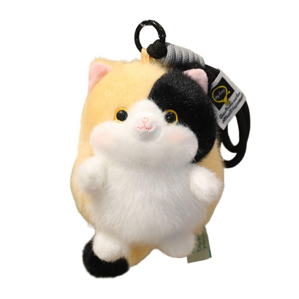 Soft Material Cat Plush Pendant Round Shape Plush Cat Keychain Cat Plush Keychain Backpack Decor