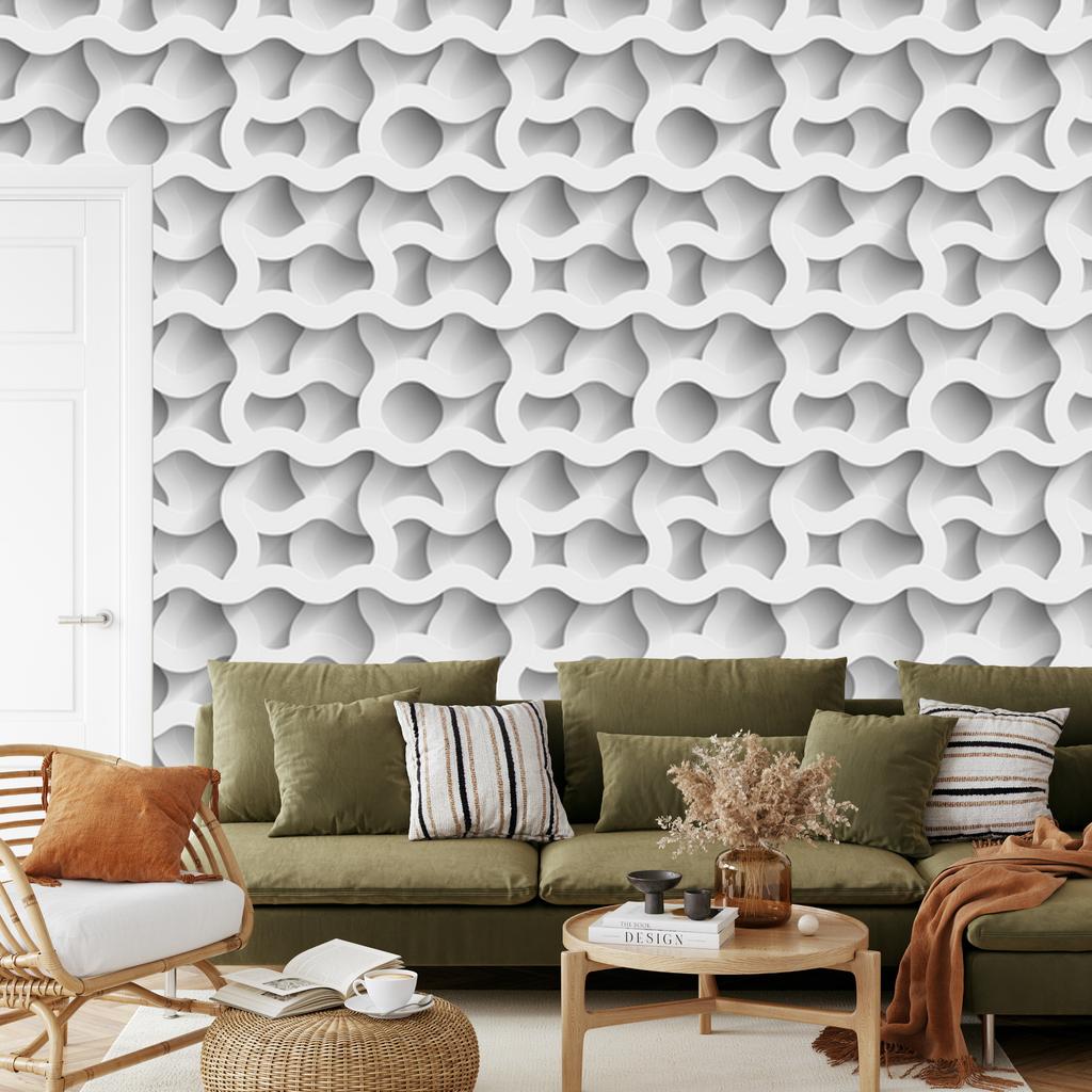 Abstract 3D Waves Wallpaper for Living Room and Bedroom 50x1000