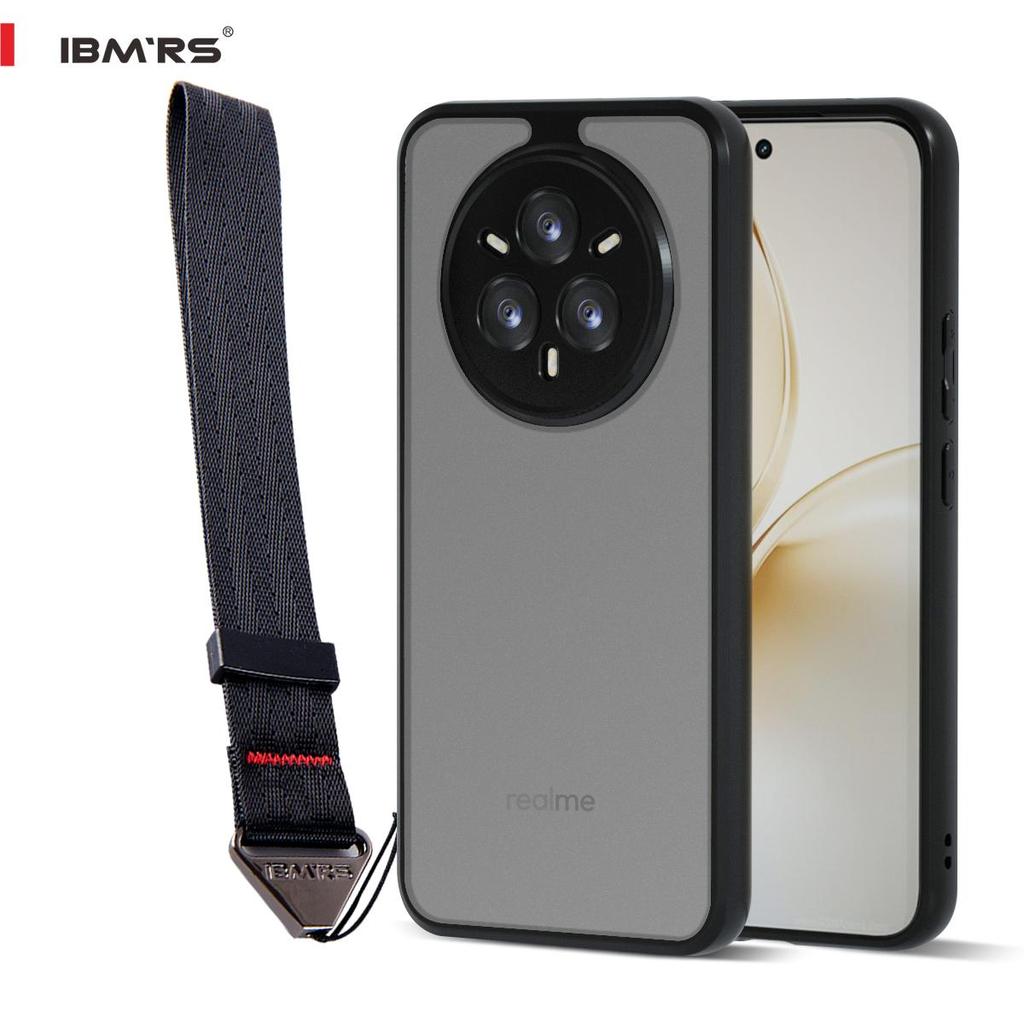 (В комплекте ремешок на запястье)IBMRS для чехла Realme 14 Pro, Предотвращает случайные падения Нескользящий Не желтеющий Камуфляжный Прозрачный Чехол для телефона