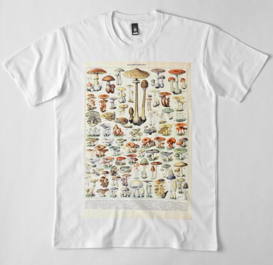 Vintage Mushroom amp Fungi Chart Millot T shirt %100 Premium Cotton