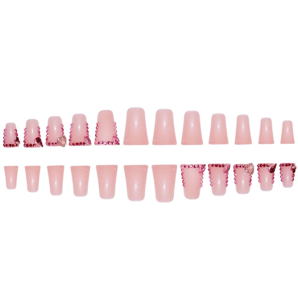 Bejeweled Duckbill False Nails 24 Pieces Rhinestone Decorated Lightweight Comfort Fit for Parties Weddings