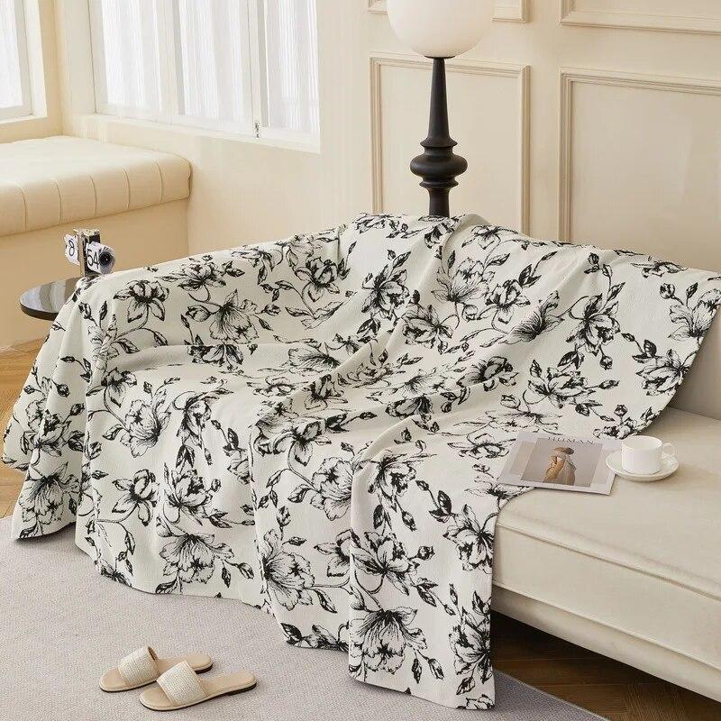 Двусторонний чехол для дивана из синели, одеяла с цветочным принтом, многофункциональное одеяло для дивана, полотенце, чехол для стула, подходит для всех сезонов