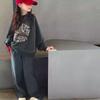 Модный повседневный спортивный костюм-двойка для девочек на весну/осень: Толстовка из пуловера