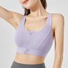 Shockproof Zipper Sports Bra with Supportive Fixed Cup and Stylish Back Design for Women