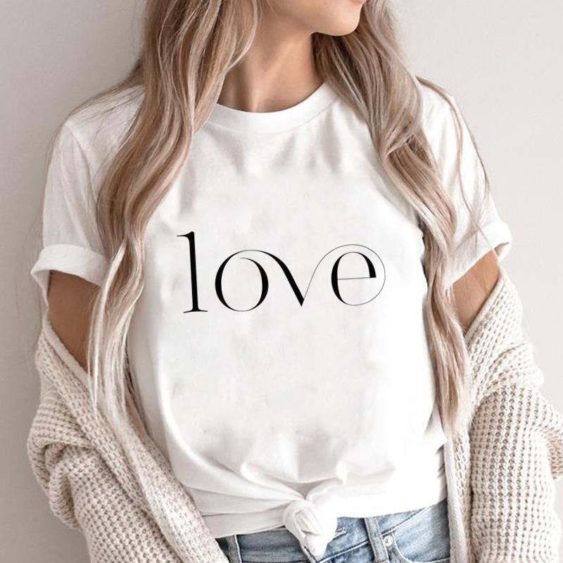 (Asian Size) letter lovely style Fashion Female Casual Clothing Graphic Tee Women's Top Print O-neck T Short Sleeve T-shirts