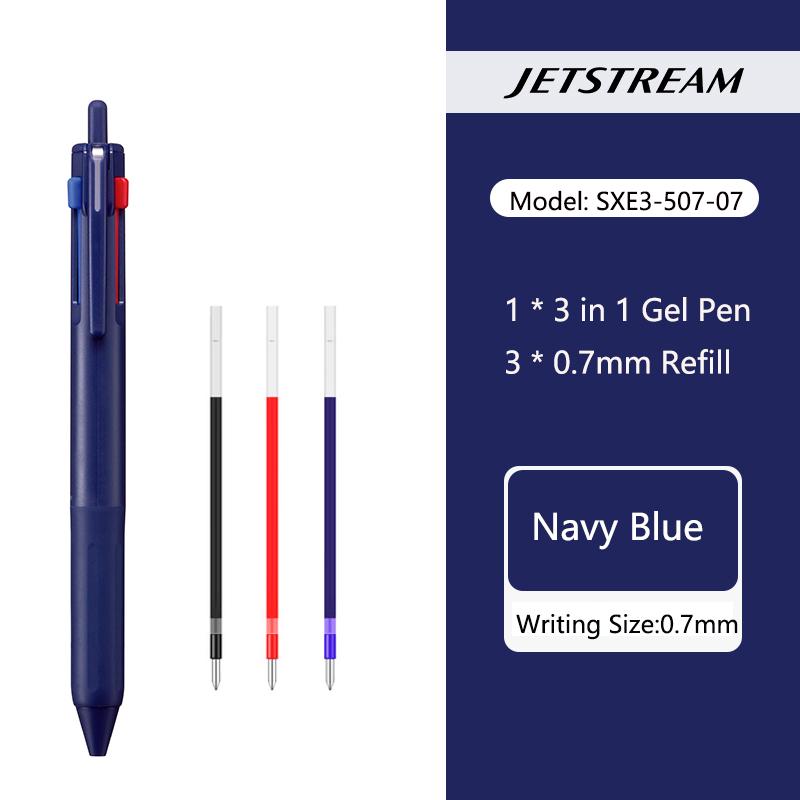 Многофункциональная шариковая ручка uni JETSTREAM 3 в 1, цвета 0,5 мм Черный/Красный/Синий Стержни multifunción Выдвижная Для Записей