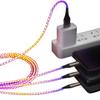 66 Вт 6A 3 в 1 кабель для быстрой зарядки типа C Micro USB RGB цветной светящийся стример для iPhone Huawei Xiaomi зарядное устройство USB-кабель