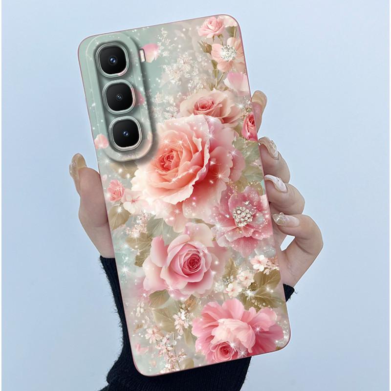 Чехол для Infinix Hot 60 Pro Plus Модный Простой Цветок Жидкий Силикон Защита Камеры Чехол Для Infinix Hot 60 Pro+ Capa