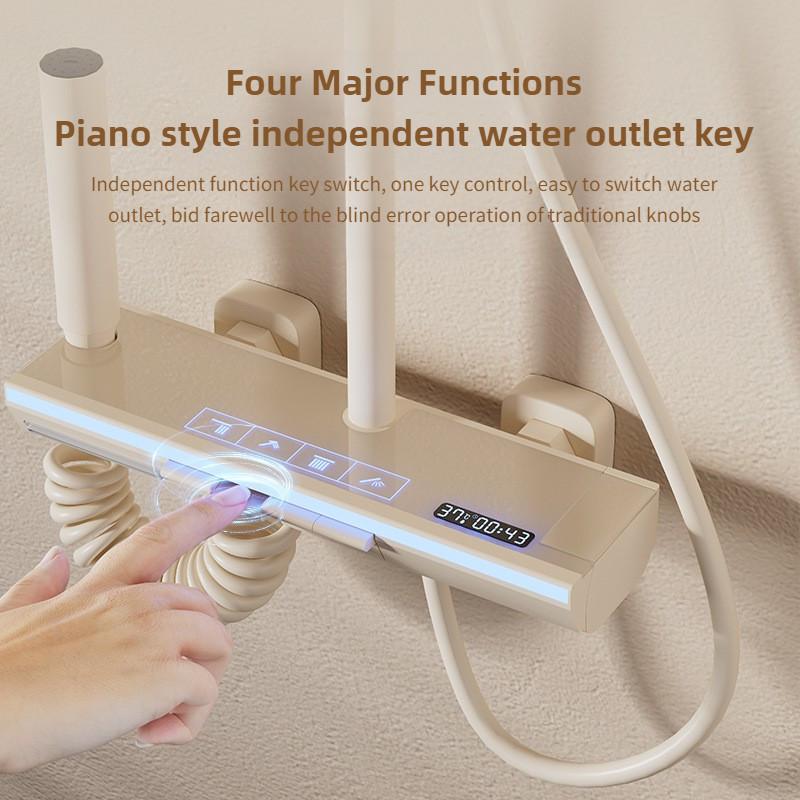 Ванная комната Полностью медный Термостатический Под давлением Дождевой душ Бытовой Набор душевой лейки с цифровым дисплеем