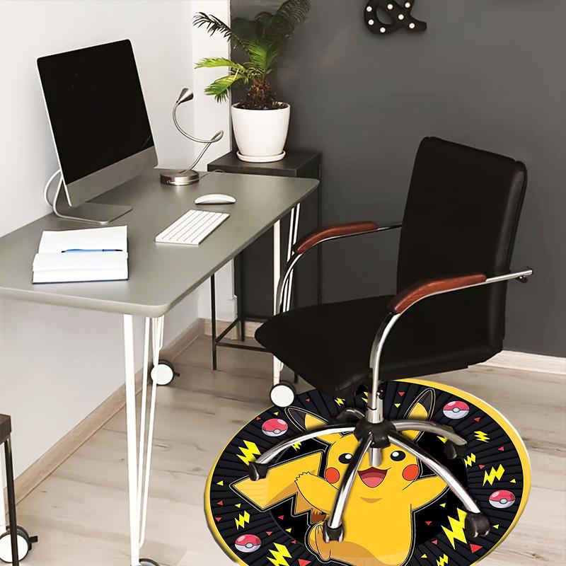 1pc Pikachu Lightning Bolt Round carpet, Made of Polyester,Perfect for Decorating Office Chairs, Living Rooms,fplt292