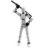 Lunari Robot Figure, Action Plastic Model, 3D Model Doll, Multi-Jointed, Full Body, with Weapons, Assembly, Pose Drawing, White (White)