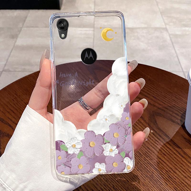 Jelly Casing For Motorola Moto E6 Fundas MOTOE6 Capa Clear Silicone Soft TPU Back Cover Cute Cat Rabbit Heart Protective Case