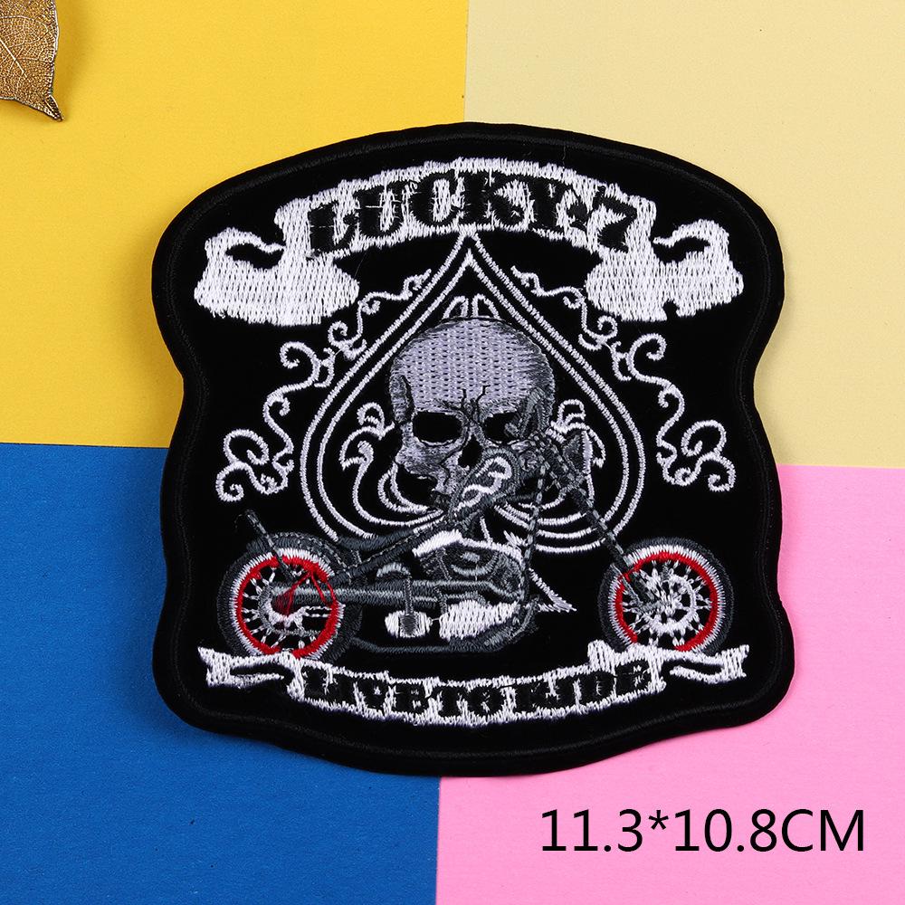 Мужская кожаная куртка в стиле панк для мотоцикла с вышитыми нашивками своими руками - дизайн с изображением орла и черепа