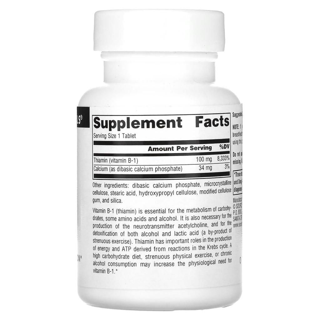 B-1, Thiamine, 100Mg, 100 Tablets
