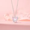 Pink Butterfly Necklace Women's Temperament Ins Fairy Fluttering Stainless Steel Collarbone Chain