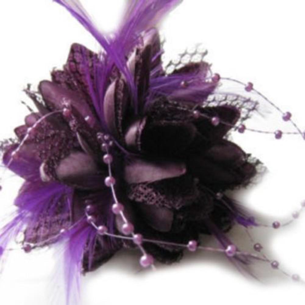 Женщины цветок перо корсаж резинка для волос булавка заколка для волос головные уборы вечерние декор подарок декор для волос