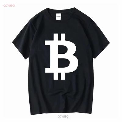 Футболка с логотипом Bitcoin с длинным или коротким рукавом винтажная стирка мужская дышащая эластичная универсальная повседневная с небольшим принтом