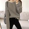 2022 Spring and Autumn New Korean Version Casual Lazy Style Pullover Striped Oversize Sweater Women's Loose Knitted Top Coat