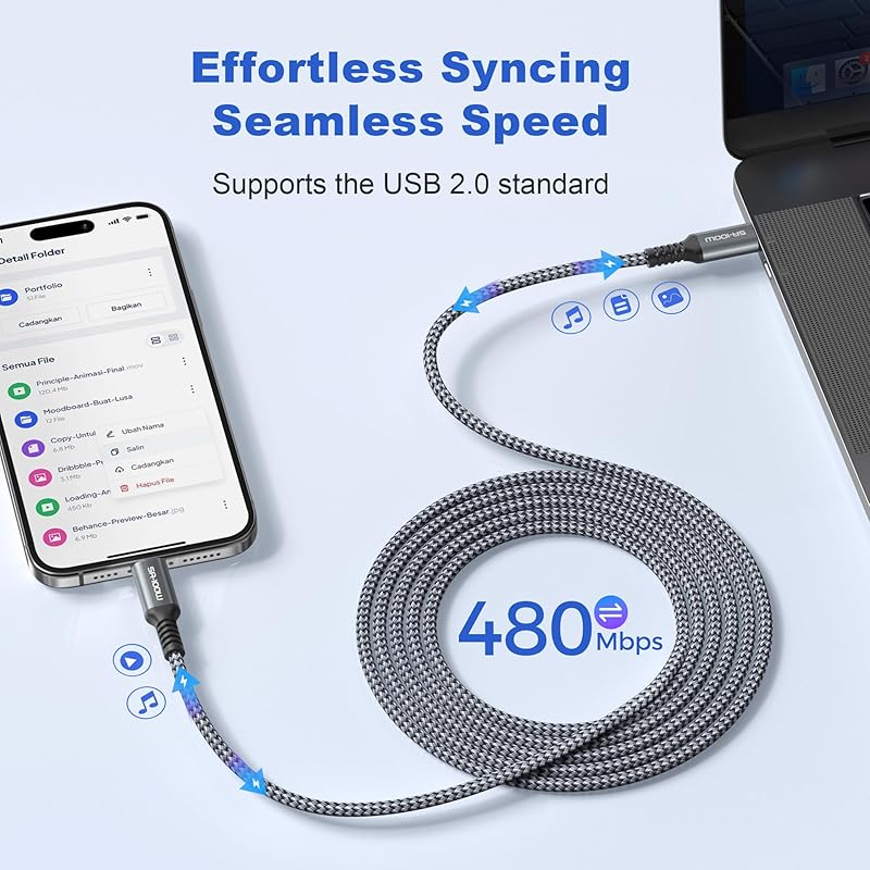 Basesailor USB Type C To Type 100W Cable 2M and Adapter, PD Charging Cord Fast Charging Cable, iPhone 16 15 Max, MacBook, iPad Pro 10, Air 4, 5, Mini