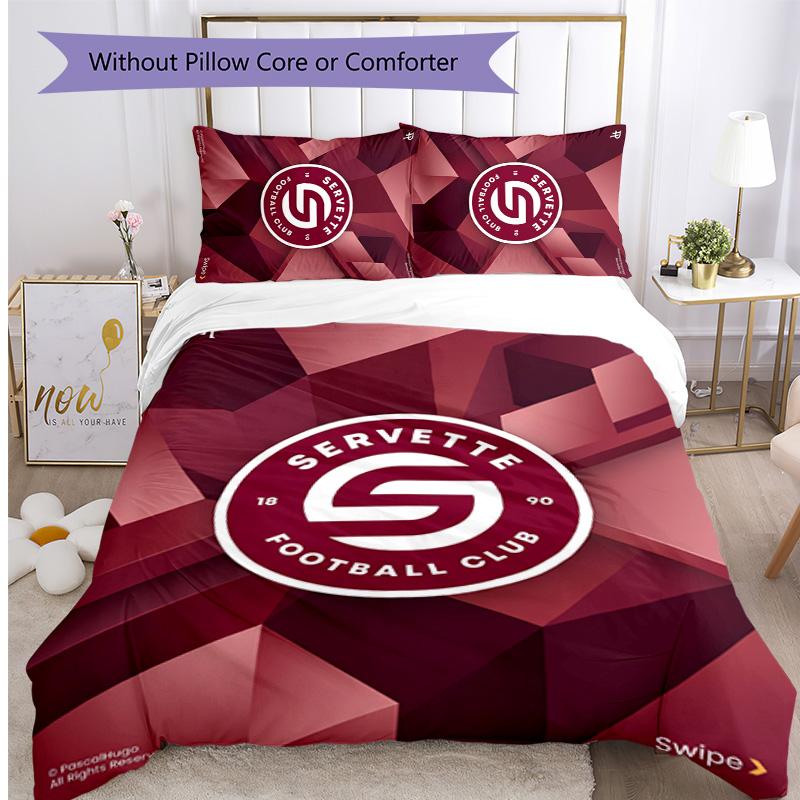 Servette FC Печатный комплект постельного белья из 3 предметов Дышащий пододеяльник с наволочками Декоративное постельное белье для спальни Дома