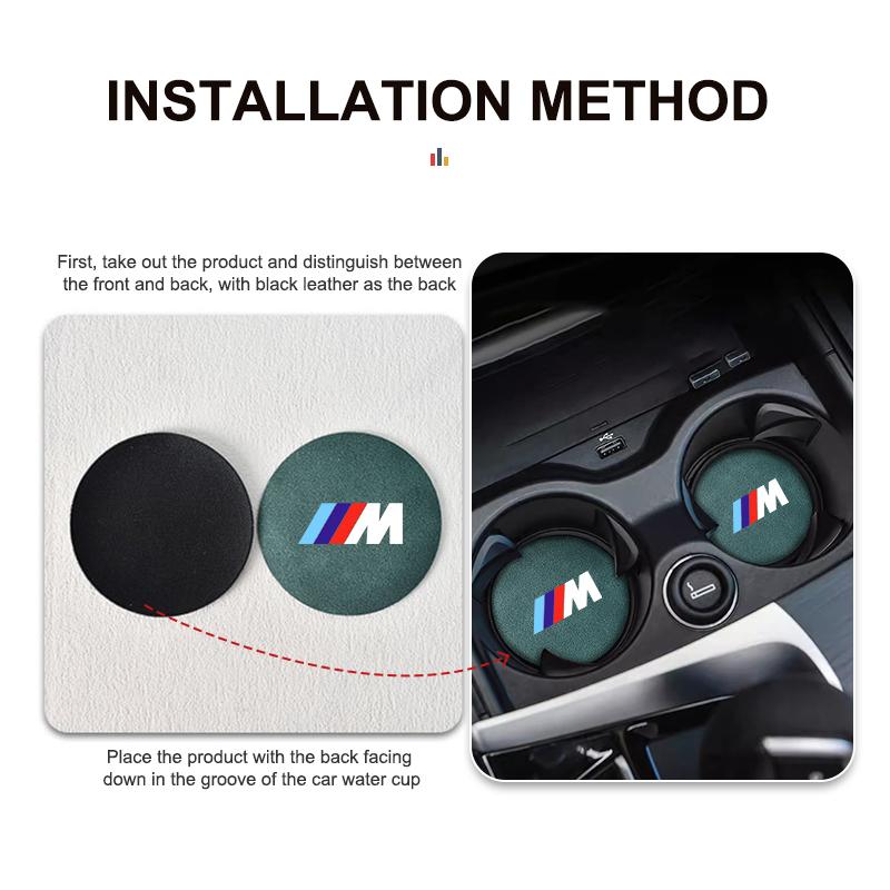2Pcs Car Water Cup Pads suede Anti-Slip Mats Auto Interior Accessories For BMW E93 F10 F20 F30 F40 F15 F25 F26 F31 F49 F86 M3 M5