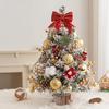 Mini Christmas Tree with LED Light Pre-lit Small Artificial Snow Flocked Tree with Ball Ornaments for Xmas Tabletop Indoor Holiday Decor