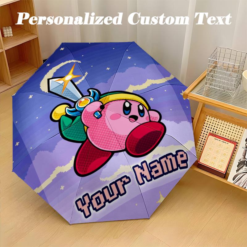Автоматический складной зонт Kirby с 8 ребрами, персонализированный с текстом имени