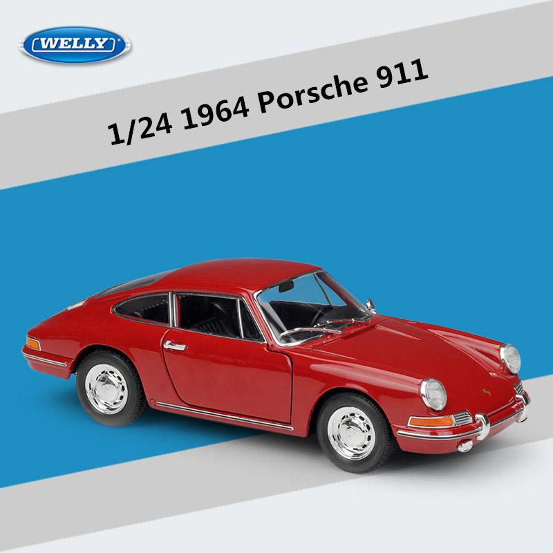 Welly 1/24 1964 Porsche 911 Металлическая масштабная модель автомобиля Литье под давлением Металлический миниатюрный модельный автомобиль Статическая коллекция Детская игрушечная машина Транспортное средство