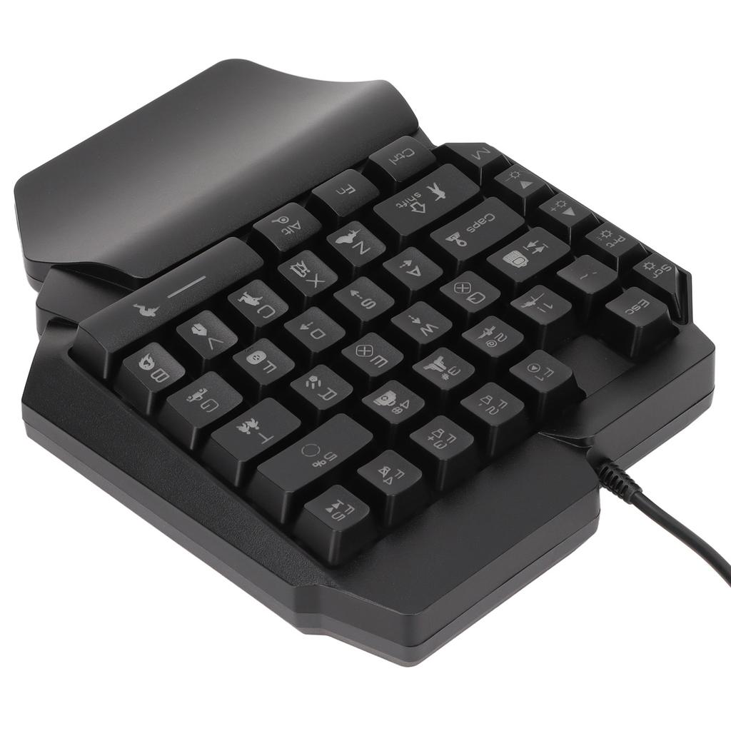 One Handed Gaming Keyboard 39 Keys Luminous Ergonomic Design Anti Slip Waterproof USB Mechanical