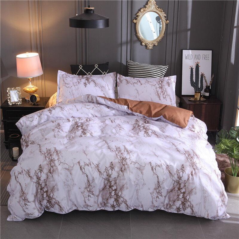 Versatile Marble Pattern Soft Bedding Duvet Cover Set With Matching Pillowcase Choices